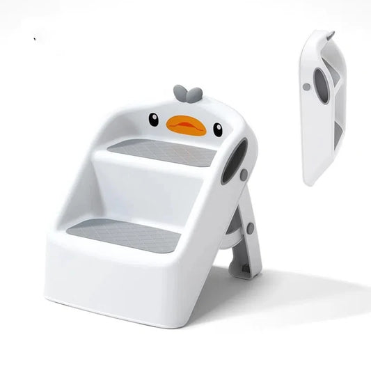 Kids Bathroom Step Stool - Anti-Slip Toddler Footstool for Sink & Toilet Sturdy Plastic with Wide Platform