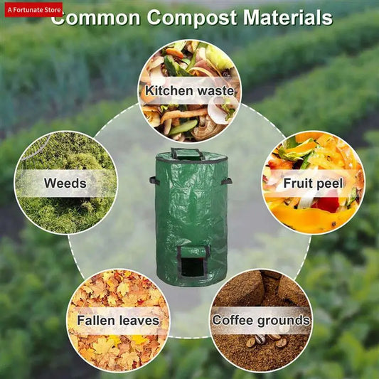 2X Compost Bin Bag, Fermentation Sealable Compost Bucket Garden Leaf Waste Compost Bag-A78G