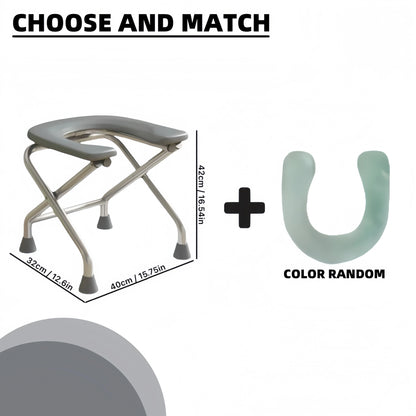1 foldable U-shaped stainless steel toilet chair, which can bear 300 pounds, is easy to store and clean, suitable for the elderly and pregnant women, and can be used as a bath stool