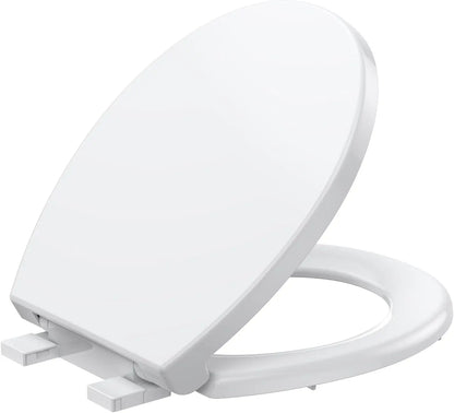 17"/19" Elongated Round White Toilet Seat, Slow Soft Close Magnets Down Lock Quick Release, Quick Top Mount Toilet Seat