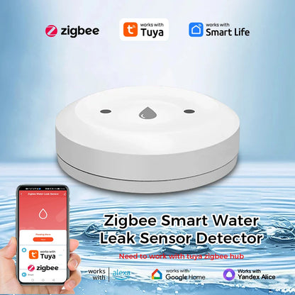 ONENUO Tuya ZigBee Smart Water Sensor Leak Detector Flood Water Leakage Alarm Smart Life Control Work With Zigbee Gateway