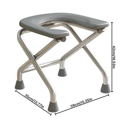 1 foldable U-shaped stainless steel toilet chair, which can bear 300 pounds, is easy to store and clean, suitable for the elderly and pregnant women, and can be used as a bath stool