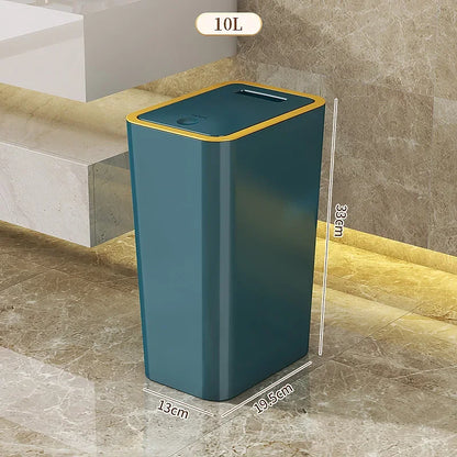 10L Odor Proof Trash Can with One-Touch Modern Design Durable Plastic Bathroom Kitchen Bin Space Saving Leakproof