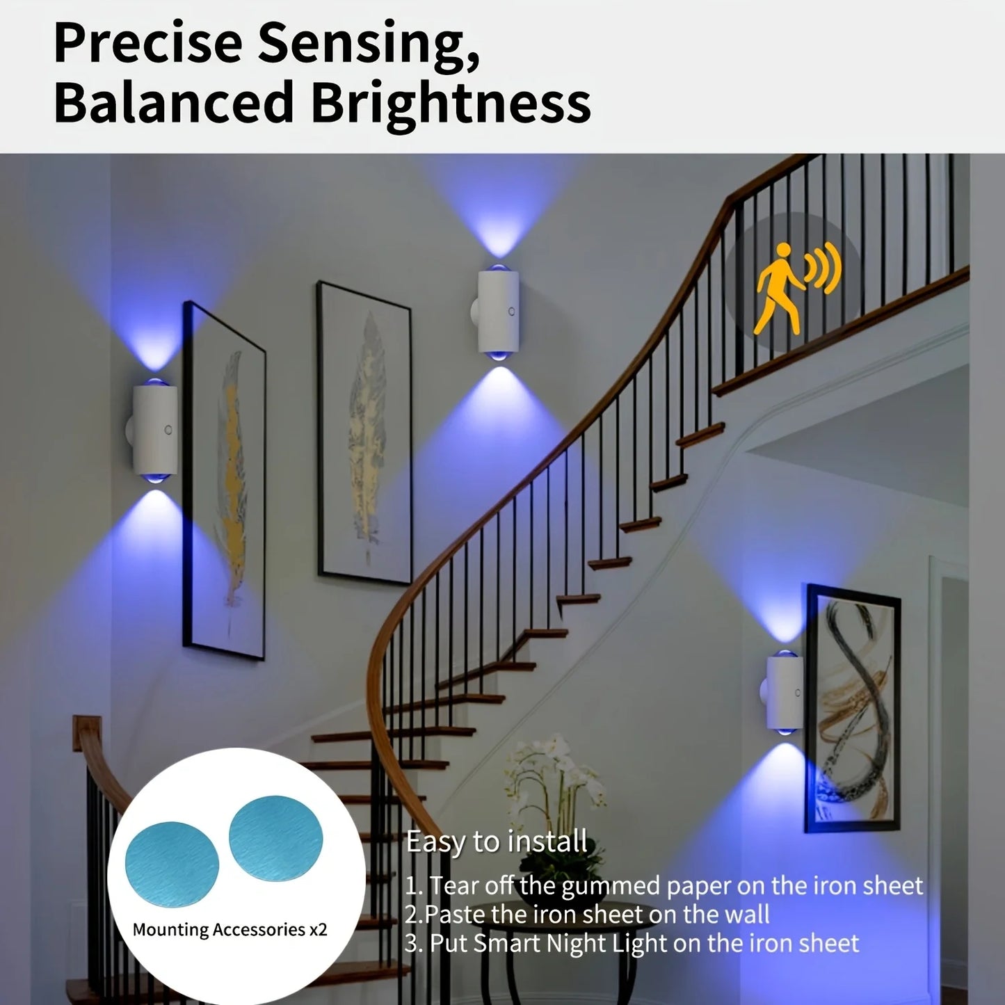 Rechargeable LED Night Light with Motion Sensor Wall Lamp RGB Gradient Ambient Light Dimmable Indoor Light Magnetic Step Lamp