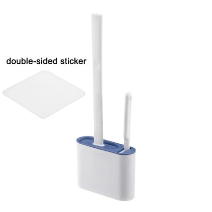 Wall Mounted Toilet Brush Replacement Long Handled Silicone Toilet Brushes Quick Drying Soft Bristles Toilet Bidet Bathroom Set