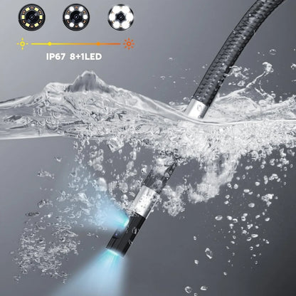 360° Two Ways 1080p Industrial Rotary Endoscope With 2 Pipe Drain Inspection Cameras 360 Articulation For Cars Dual Lens 3.9mm