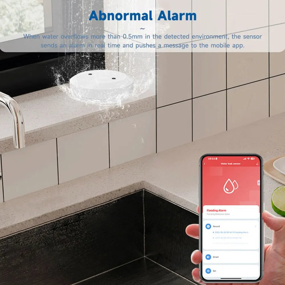 ONENUO Tuya ZigBee Smart Water Sensor Leak Detector Flood Water Leakage Alarm Smart Life Control Work With Zigbee Gateway