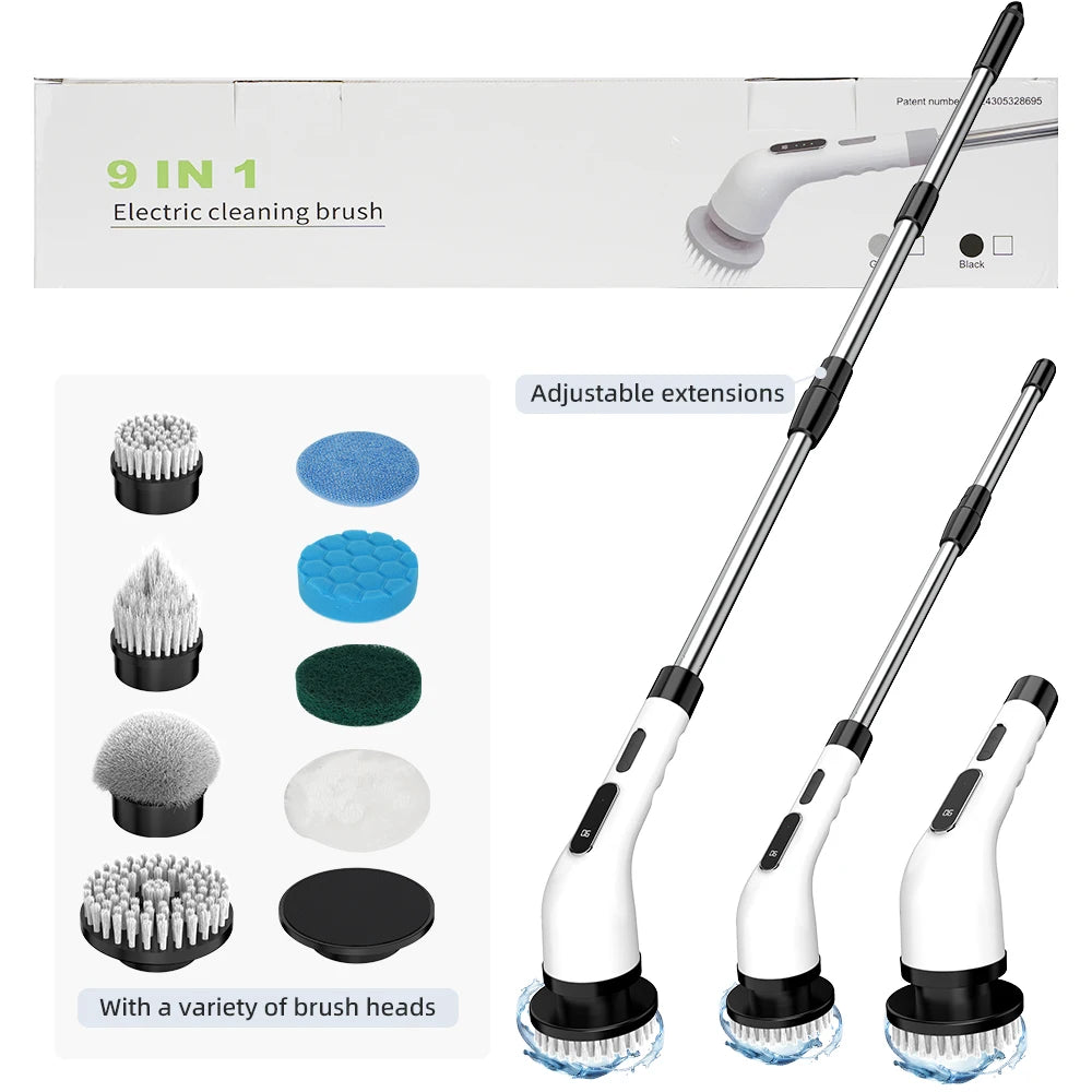Viladepot Electric Cleaning Brush 9 in 1 Multifunctional Wireless Rotatable Cleaning Brush Bathroom Kitchen Windows Toilet