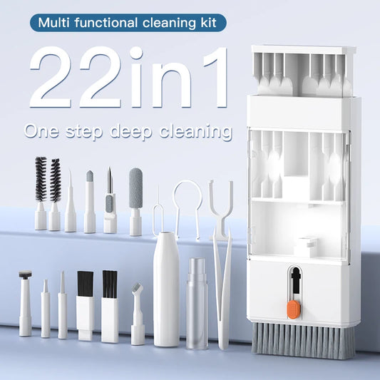 22-in-1 Multi-Purpose Electronics Cleaning Kit with Bluetooth Earbud Cleaners, Charging Port Brushes & Keyboard Cleaning Tools