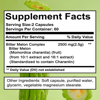 Bitter Melon Extract, Supports Digestive Health, Healthy Blood Sugar Levels, Multivitamin Supplement, 120 Capsules