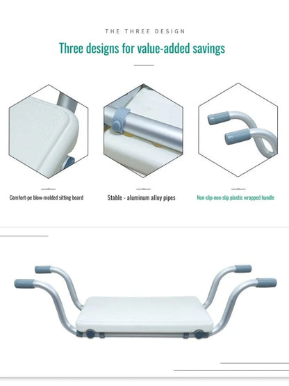 Adjustable Width Anti-Slip Bathtub Chair Combined with Multifunctional Shelf Bath Stool Offering Support for Comfortable Bathing