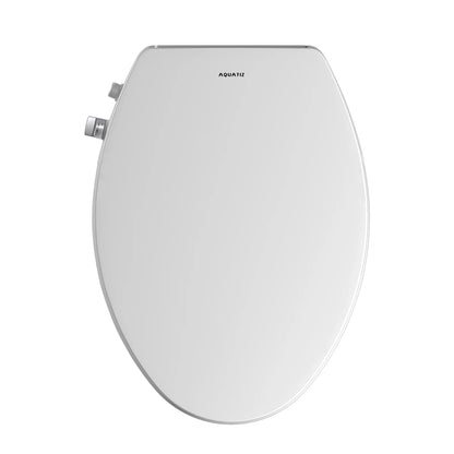 AQUATIZ Elongated Bidet Toilet Seat with Soft Close, Non-Electric Bidet Toilet Seat with Self Cleaning Dual Nozzles