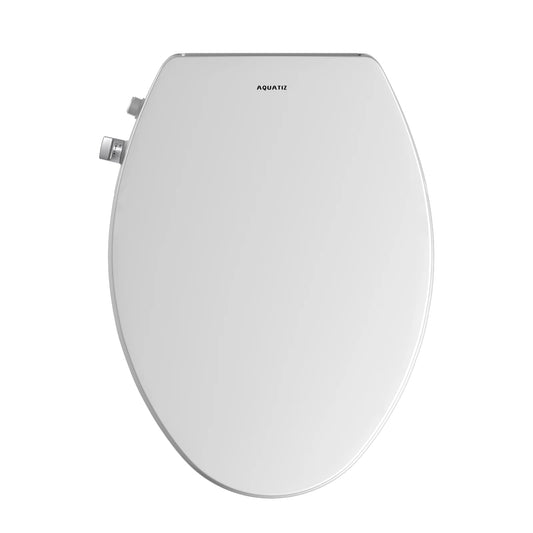 AQUATIZ Elongated Bidet Toilet Seat with Soft Close, Non-Electric Bidet Toilet Seat with Self Cleaning Dual Nozzles