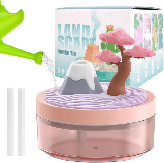Mini Portable Desktop Humidifiers with Cherry Tree Quiet Cool Mist Auto Off Night Light Air Humidifier Home Office Travel