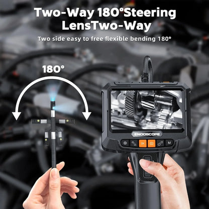 360° Two Ways 1080p Industrial Rotary Endoscope With 2 Pipe Drain Inspection Cameras 360 Articulation For Cars Dual Lens 3.9mm
