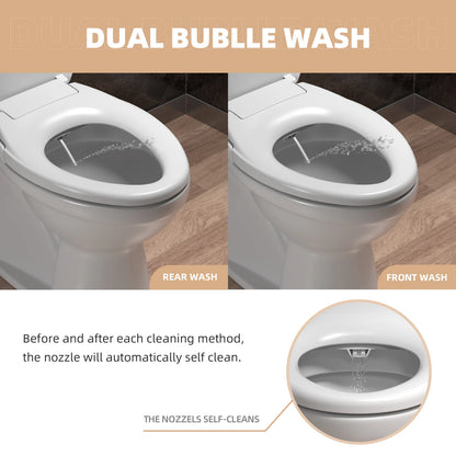 AQUATIZ Elongated Bidet Toilet Seat with Soft Close, Non-Electric Bidet Toilet Seat with Self Cleaning Dual Nozzles