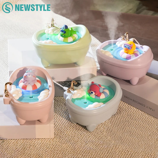 Cute Animal Air Humidifier Bathtub Shape Essential Oil Diffuser 340ML capacity water tank humidifier With Colourful Night Lights