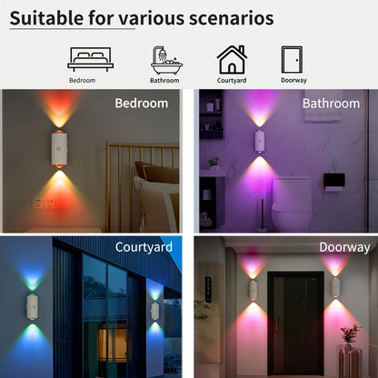 Rechargeable LED Night Light with Motion Sensor Wall Lamp RGB Gradient Ambient Light Dimmable Indoor Light Magnetic Step Lamp
