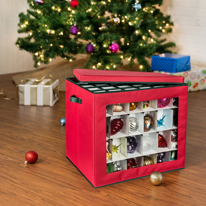 Red 120-Cube Ornament Storage Box
