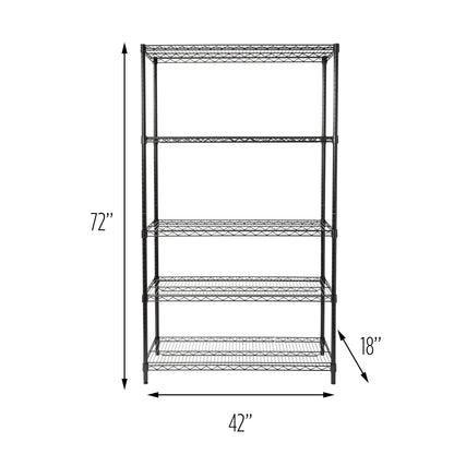 Black 5-Tier Adjustable Shelving Unit with 800-lb Shelf Capacity