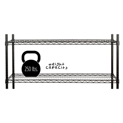 Black 4-Tier Heavy-Duty Shelving Unit with 250-lb Shelf Capacity