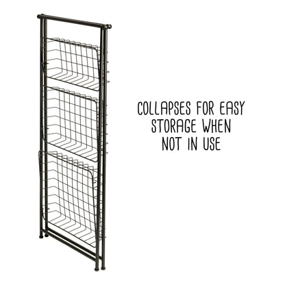 Black 3-Tier Folding A-Frame Storage Caddy