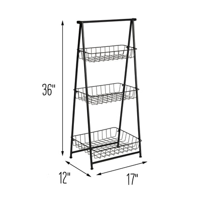 Black 3-Tier Folding A-Frame Storage Caddy