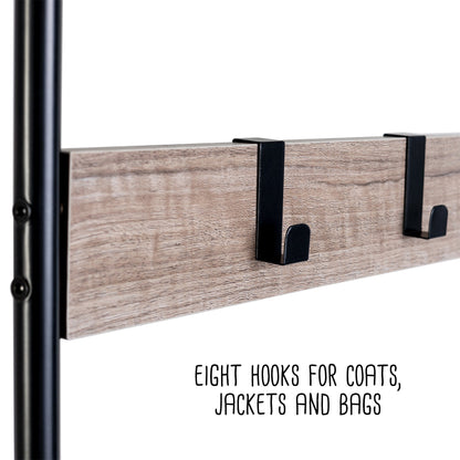 Willow Gray Entryway Hall Tree with Shoe Storage