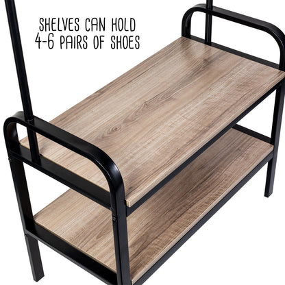 Willow Gray Entryway Hall Tree with Shoe Storage