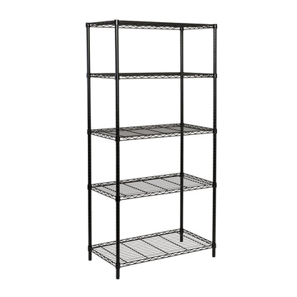 Black 5-Tier Adjustable Shelving Unit with 350-lb Shelf Capacity