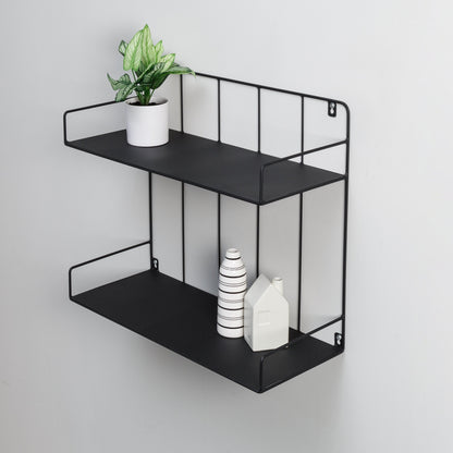 Black 2-Tier Metal Accent Shelf