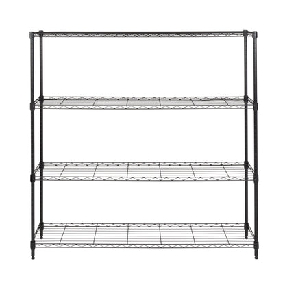 Black 4-Tier Slim Profile Wide Shelving Unit