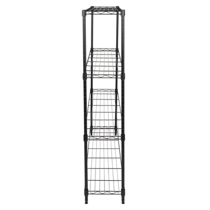 Black 4-Tier Slim Profile Wide Shelving Unit