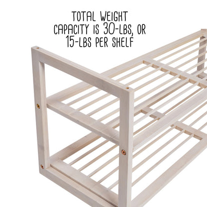 White Wash 2-Tier Stackable Bamboo Shoe Rack