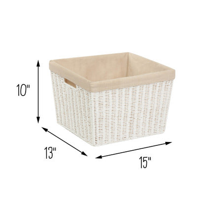 White Paper Rope Large Storage Basket with Liner