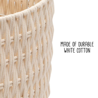 White Cotton Rope Round Nesting Baskets (Set of 3)