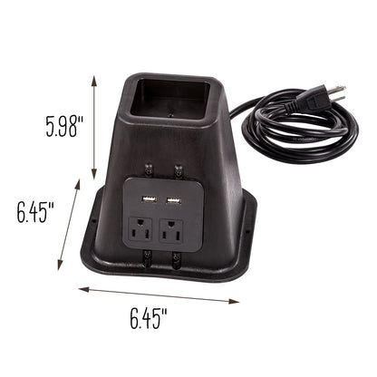 Black 5.5" Bed Risers with Power Outlets & USB Ports (Set of 4)