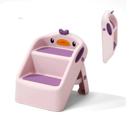 Kids Bathroom Step Stool - Anti-Slip Toddler Footstool for Sink & Toilet Sturdy Plastic with Wide Platform