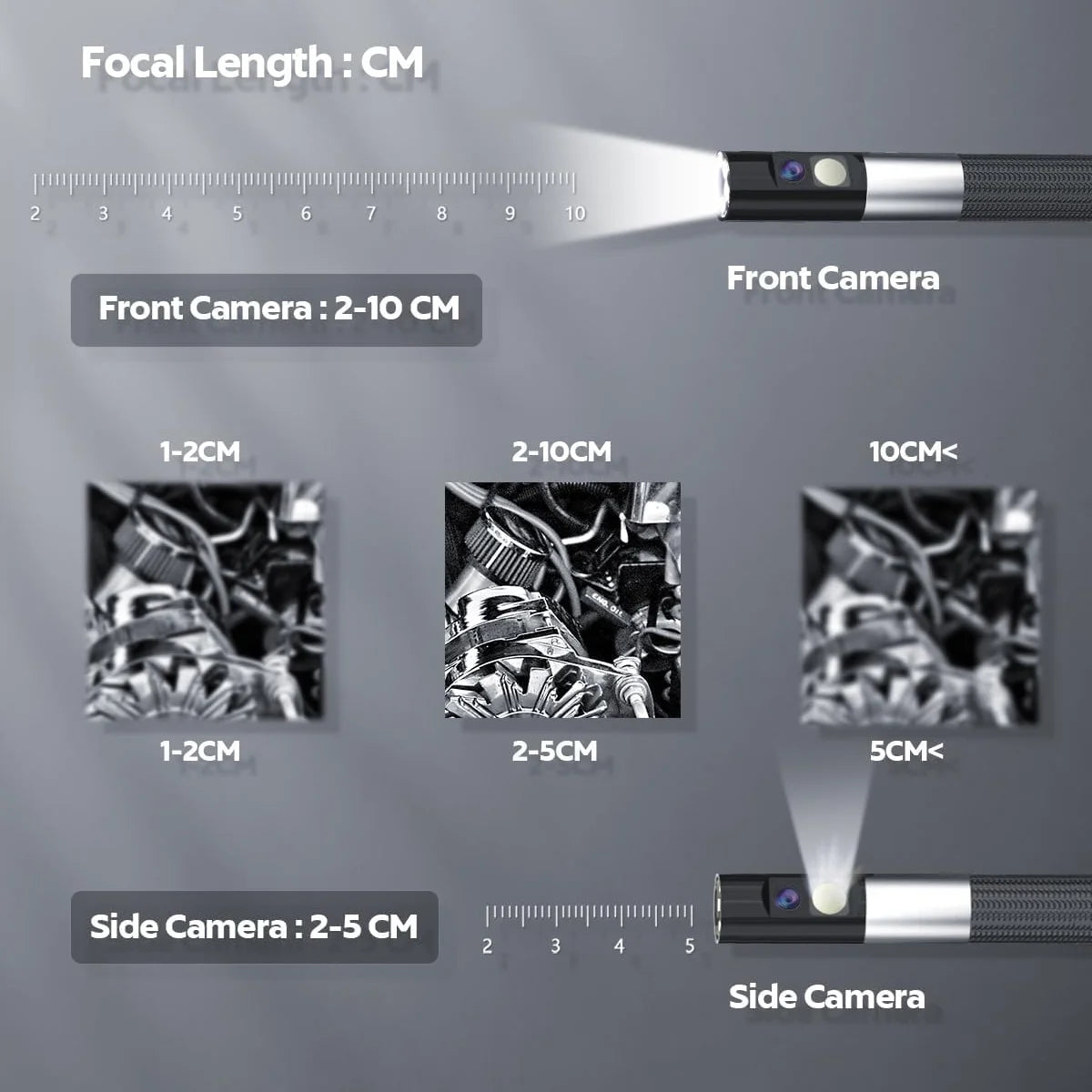 360° Two Ways 1080p Industrial Rotary Endoscope With 2 Pipe Drain Inspection Cameras 360 Articulation For Cars Dual Lens 3.9mm