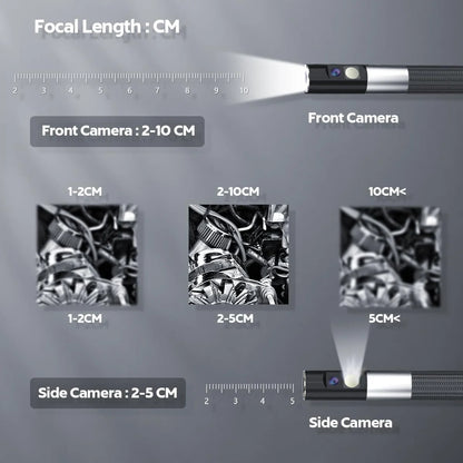 360° Two Ways 1080p Industrial Rotary Endoscope With 2 Pipe Drain Inspection Cameras 360 Articulation For Cars Dual Lens 3.9mm