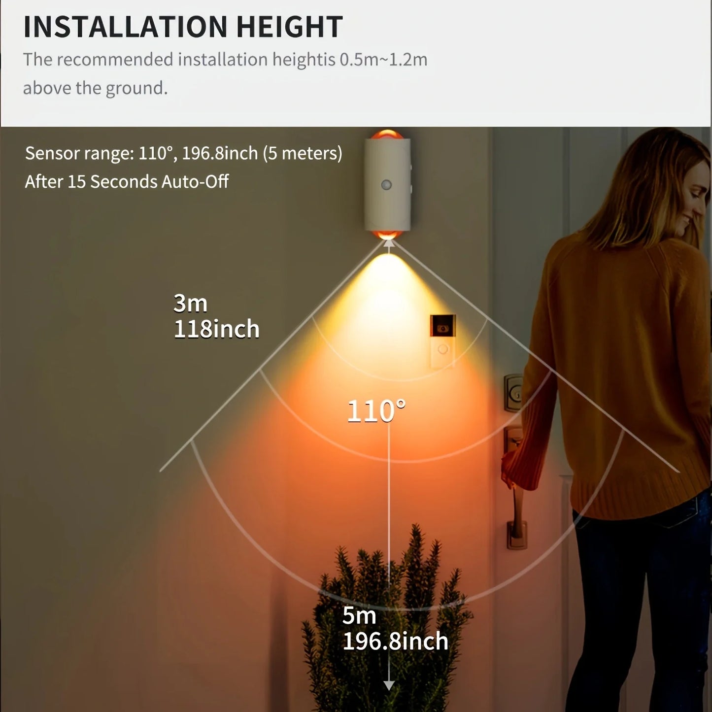 Rechargeable LED Night Light with Motion Sensor Wall Lamp RGB Gradient Ambient Light Dimmable Indoor Light Magnetic Step Lamp