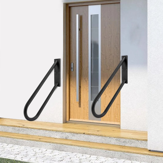 2 Pack U-Shaped Stair Handrails For 1-3 Steps Stair Railings Safety Grab Bar For Indoor Or Outdoor Wall Mounted Hand Railings
