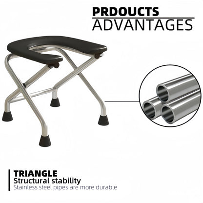 1 foldable U-shaped stainless steel toilet chair, which can bear 300 pounds, is easy to store and clean, suitable for the elderly and pregnant women, and can be used as a bath stool