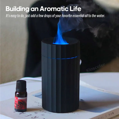 Car Diffuser Flame Humidifier Essential Oil Aroma Aromatherapy Diffuser Auto Air Purifier Air Freshener With LED Light