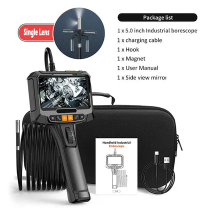 360° Two Ways 1080p Industrial Rotary Endoscope With 2 Pipe Drain Inspection Cameras 360 Articulation For Cars Dual Lens 3.9mm