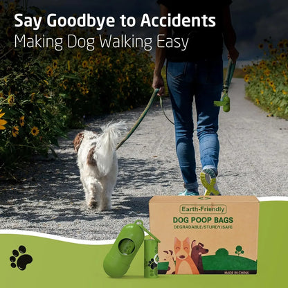 Biodegradable dog poop bags, large waste bag for dogs and cats, clean bag dispenser for outdoor home, pet supplies, 15 bags/roll