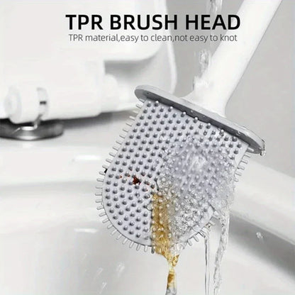 Wall Mounted Toilet Brush Replacement Long Handled Silicone Toilet Brushes Quick Drying Soft Bristles Toilet Bidet Bathroom Set