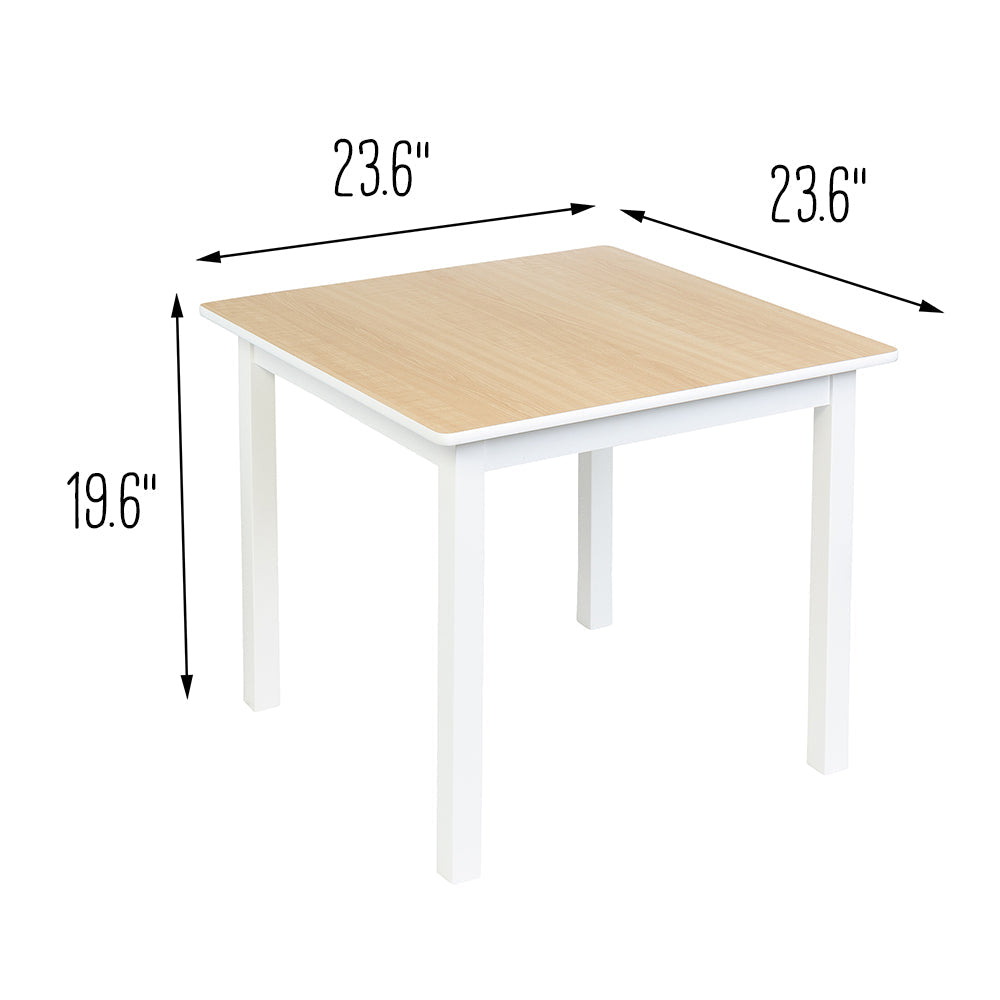 White/Natural Kids Table and Chairs (3-Piece Set)