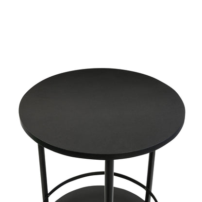 Black 2-Tier Round Side Table