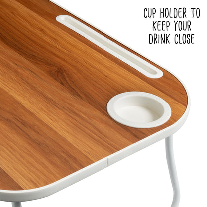White/Faux Walnut Folding Lap Desk
